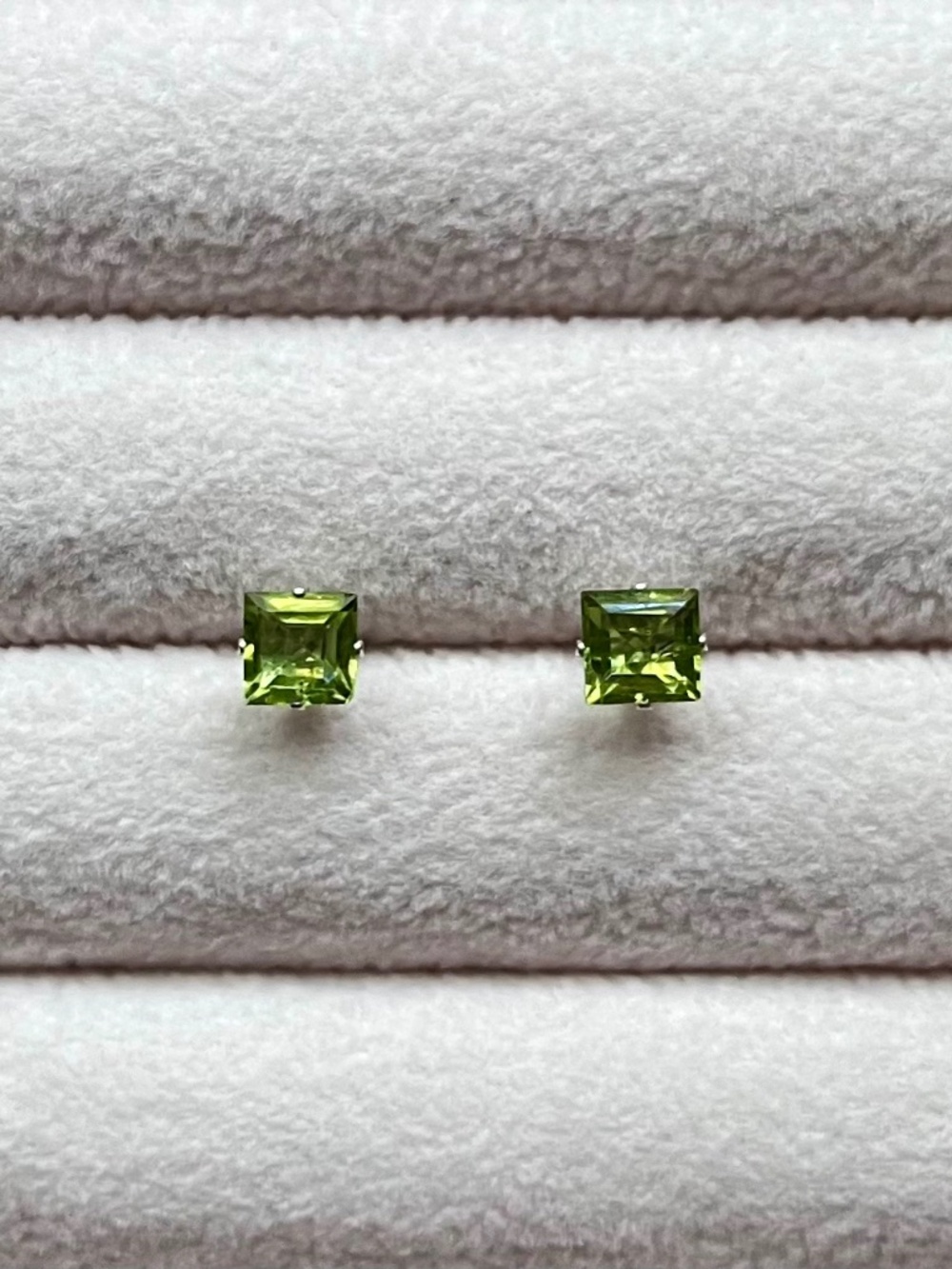 E061 | Genuine Peridot Princess Cut Studs
